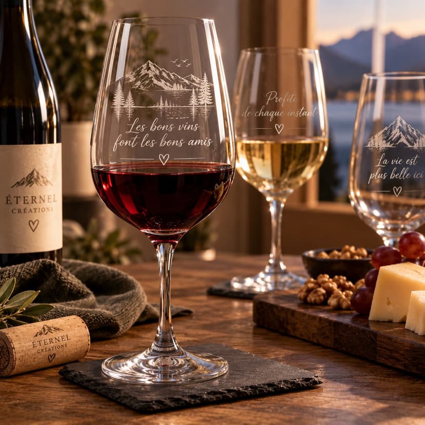 Verre à vin gravé